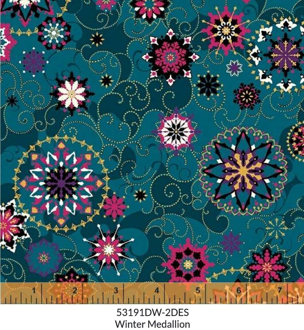 Windham Winter Medallion - Teal Wide Backing