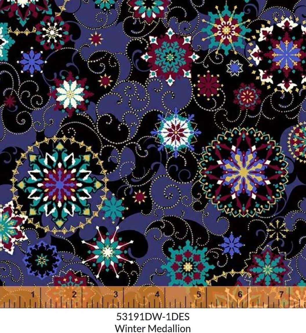Windham Winter Medallion - Black Wide Backing