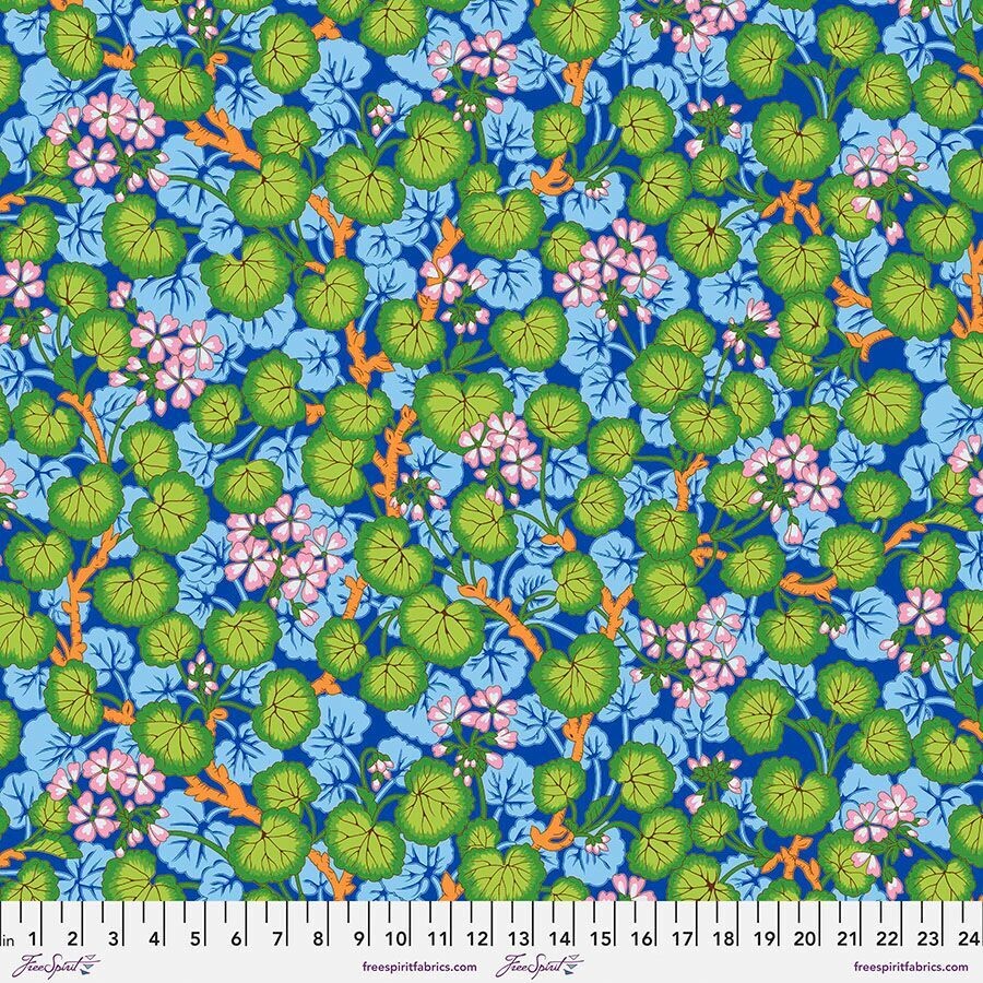 Kaffe Fassett Collective Feb 23 Climbing Geraniums PWPJ110 Blue