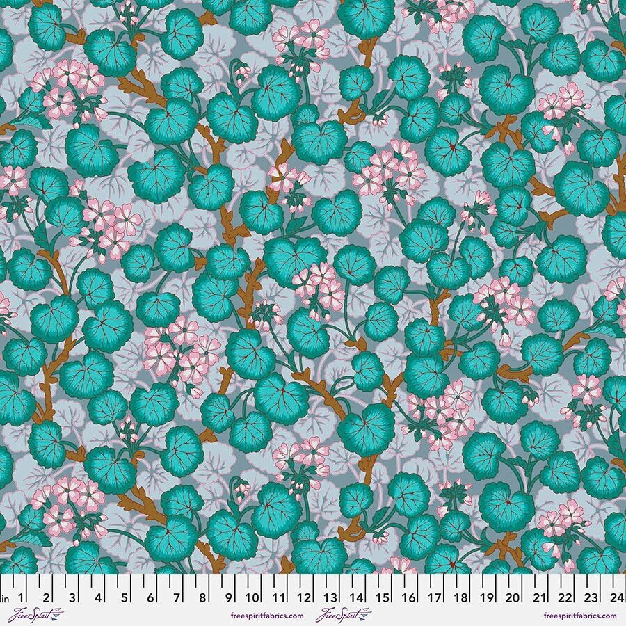 Kaffe Fassett Collective Feb 23 Climbing Geraniums PWPJ110 Grey