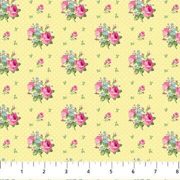Tea for Two - Medium Scale Floral Allover Yellow