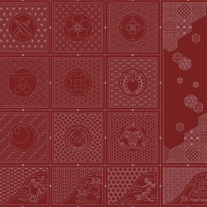 Wagara HF1120 - 14RD Multi Sashiko Panel - Red