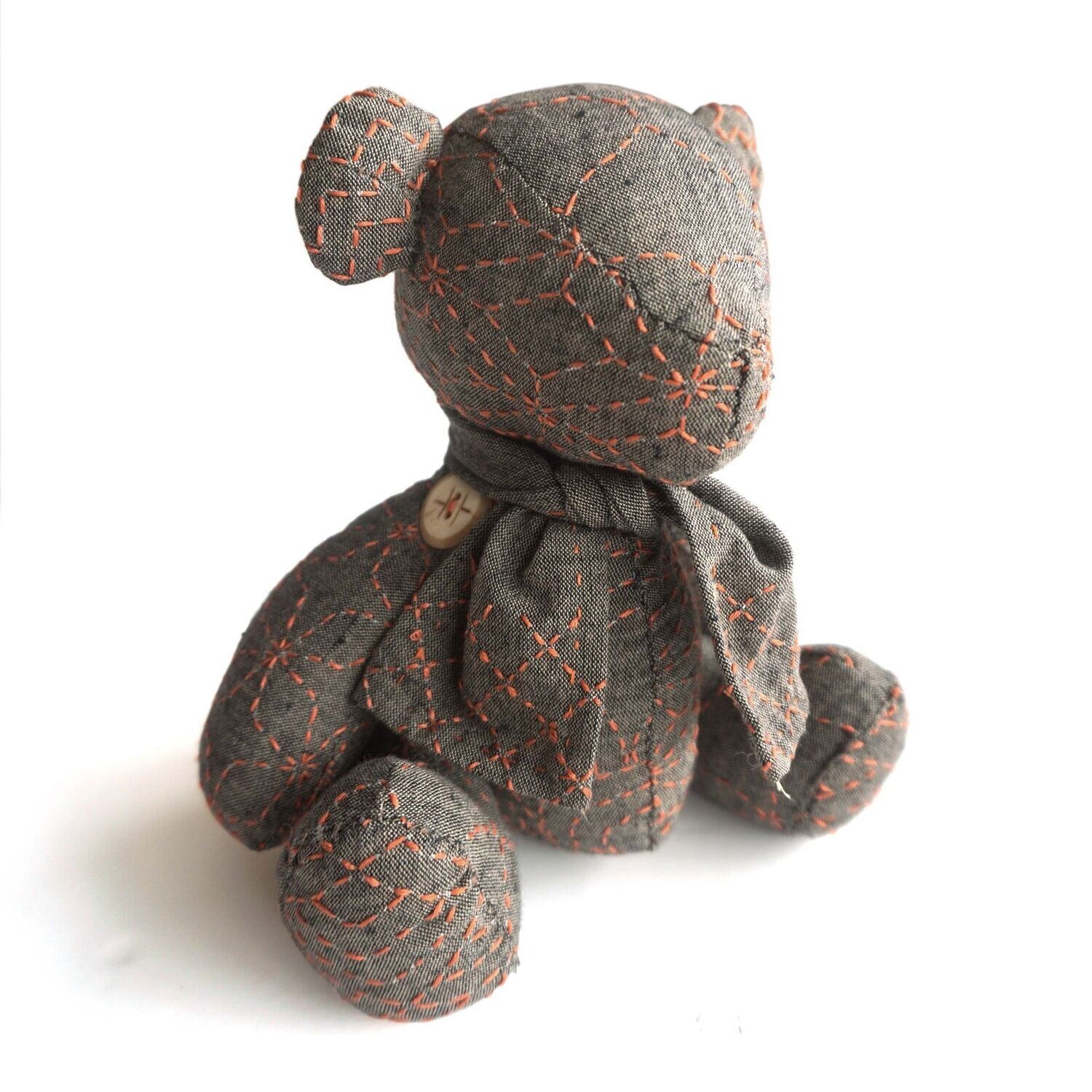 Little Sashiko Teddy Bear Tan