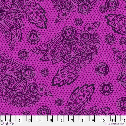 Tula Pink Deja Vu Nightshade Raven Lace Oleander