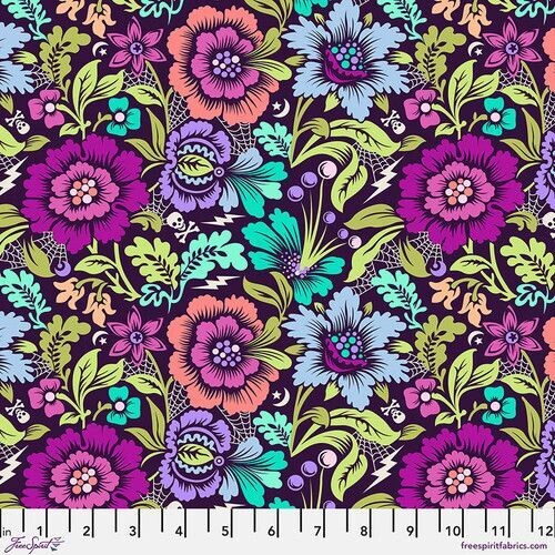 Tula Pink Deja Vu Nightshade Spider Blossom Equinox