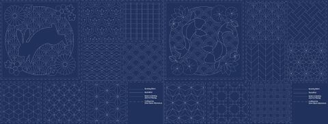 Devonstone Sashiko 16 Block Panel DV4051 Indigo