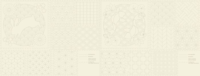 Devonstone Sashiko 16 Block Panel DV4050 Natural