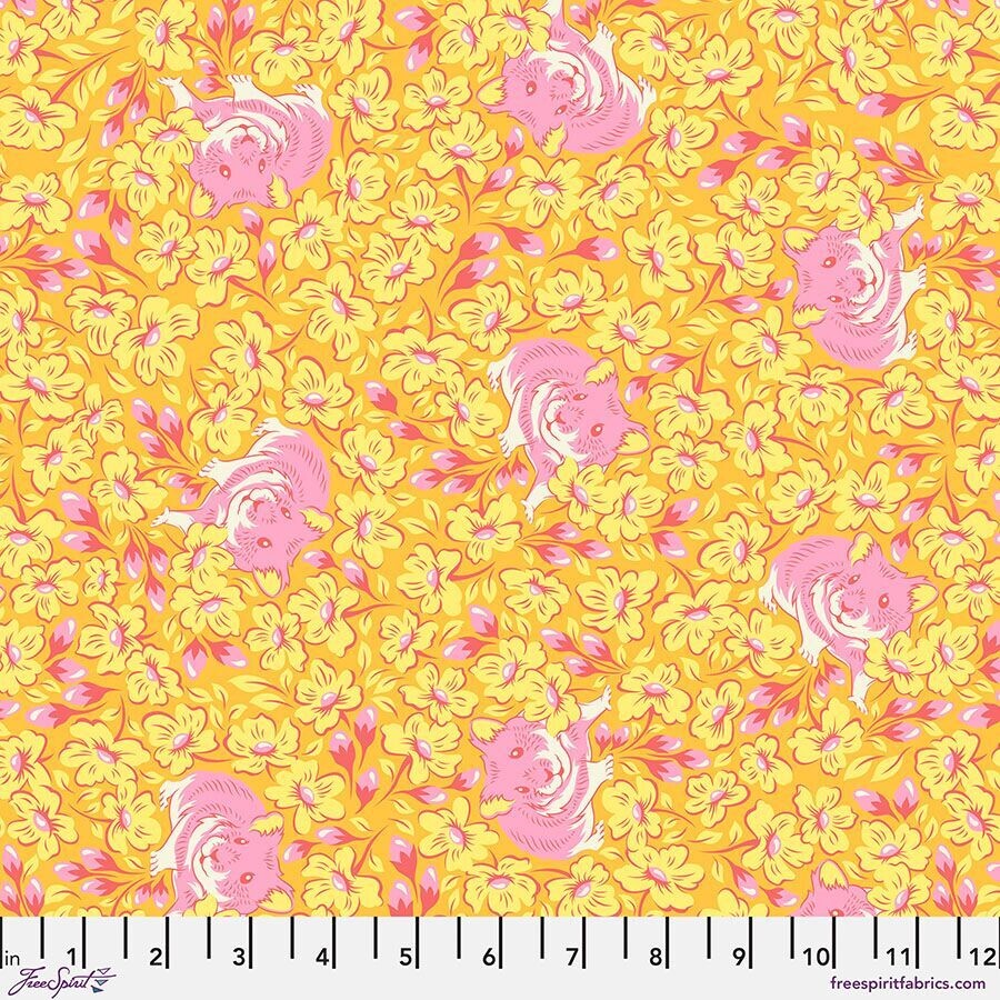 Tula Pink Besties Chubby Cheeks PWTP218 Buttercup