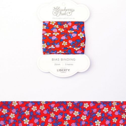 Liberty Tana Lawn Strawberries and Cream B Bias Binding 25mm × 3m