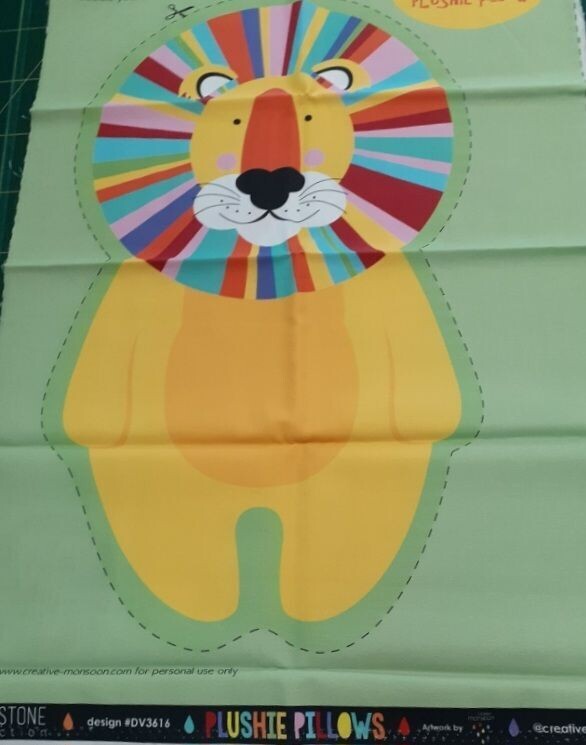 LION Plushie Cushion Panel  40cm × WOF