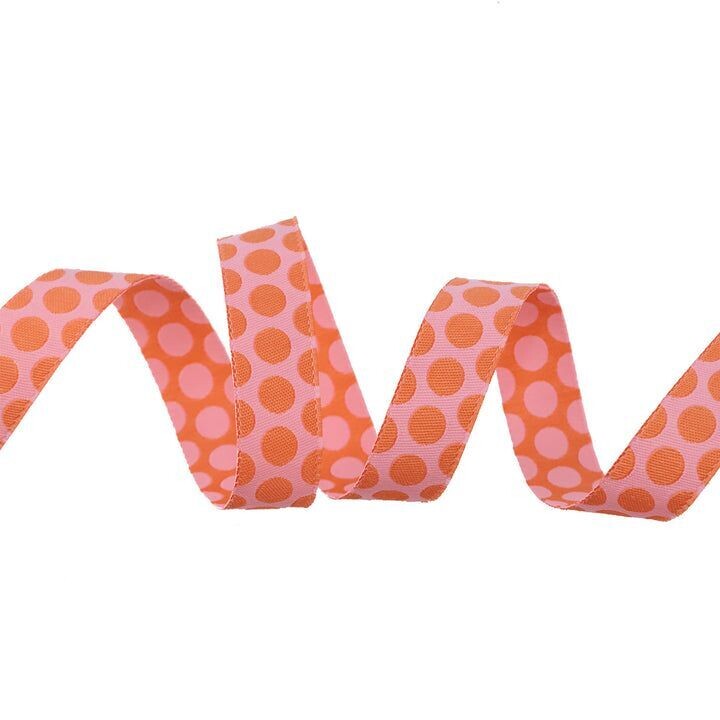 Tula Pink Roar Dinosaur Eggs Ribbon Blush 5/8 inch wide