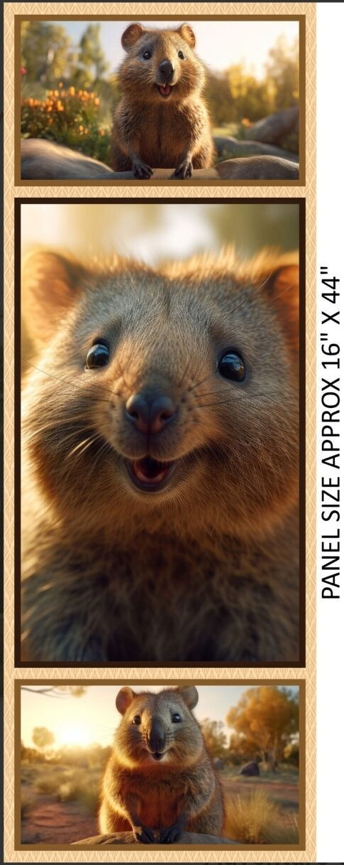 Quokkas Smiling 16in x 44in Triple Panel