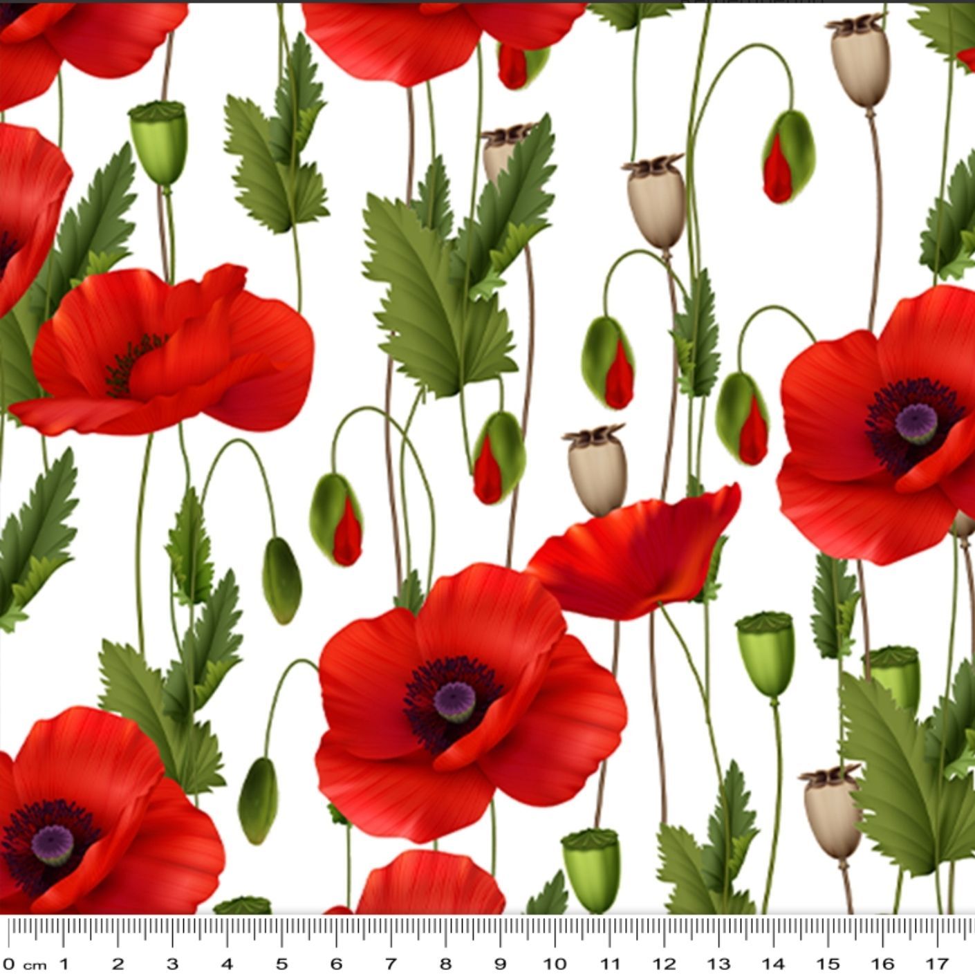 Remembering II Poppies Allover White
