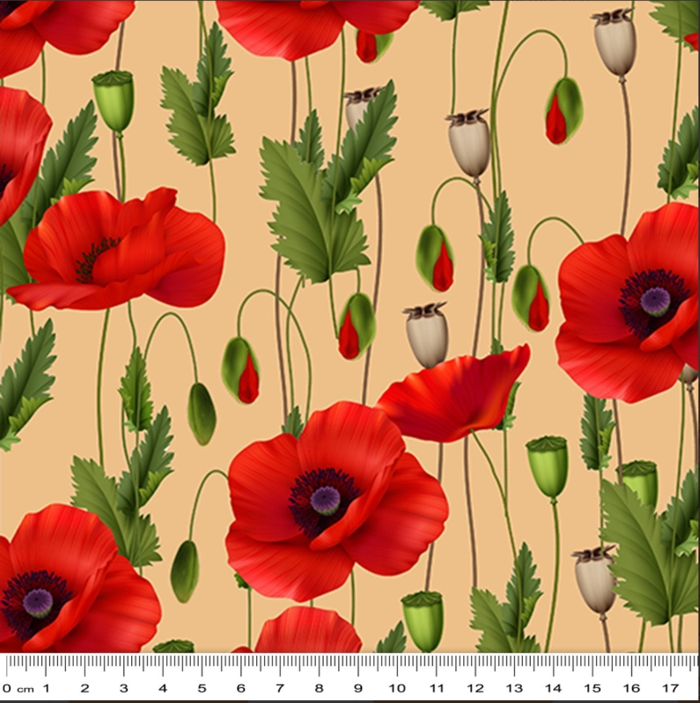 Remembering II Poppies Allover Tan