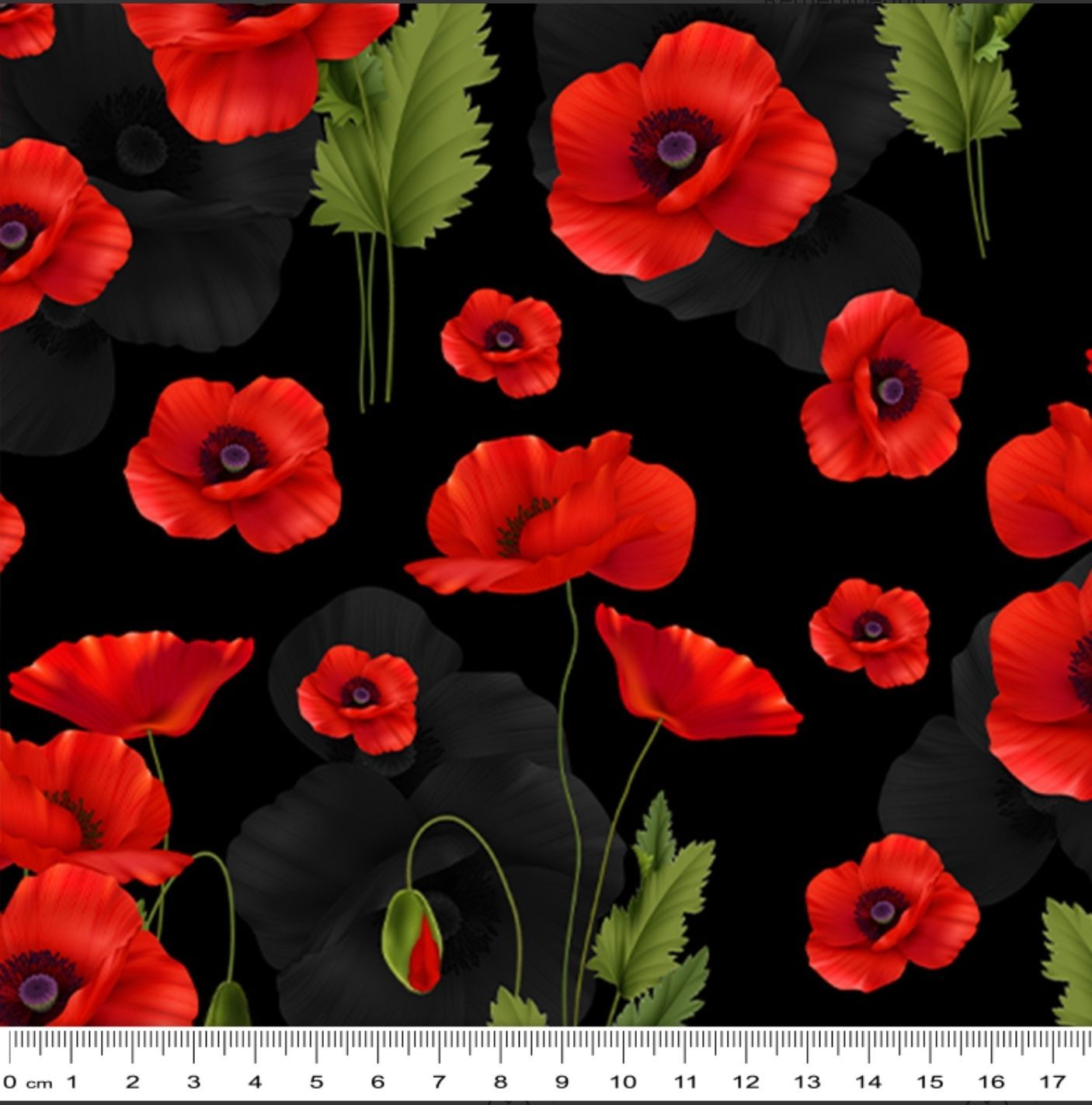 Remembering II Poppies Allover Black