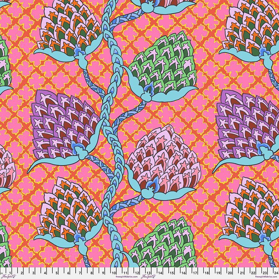 Kaffe Fassett Collective Feb 24 PWGP200 Paisley Flower Fuchsia