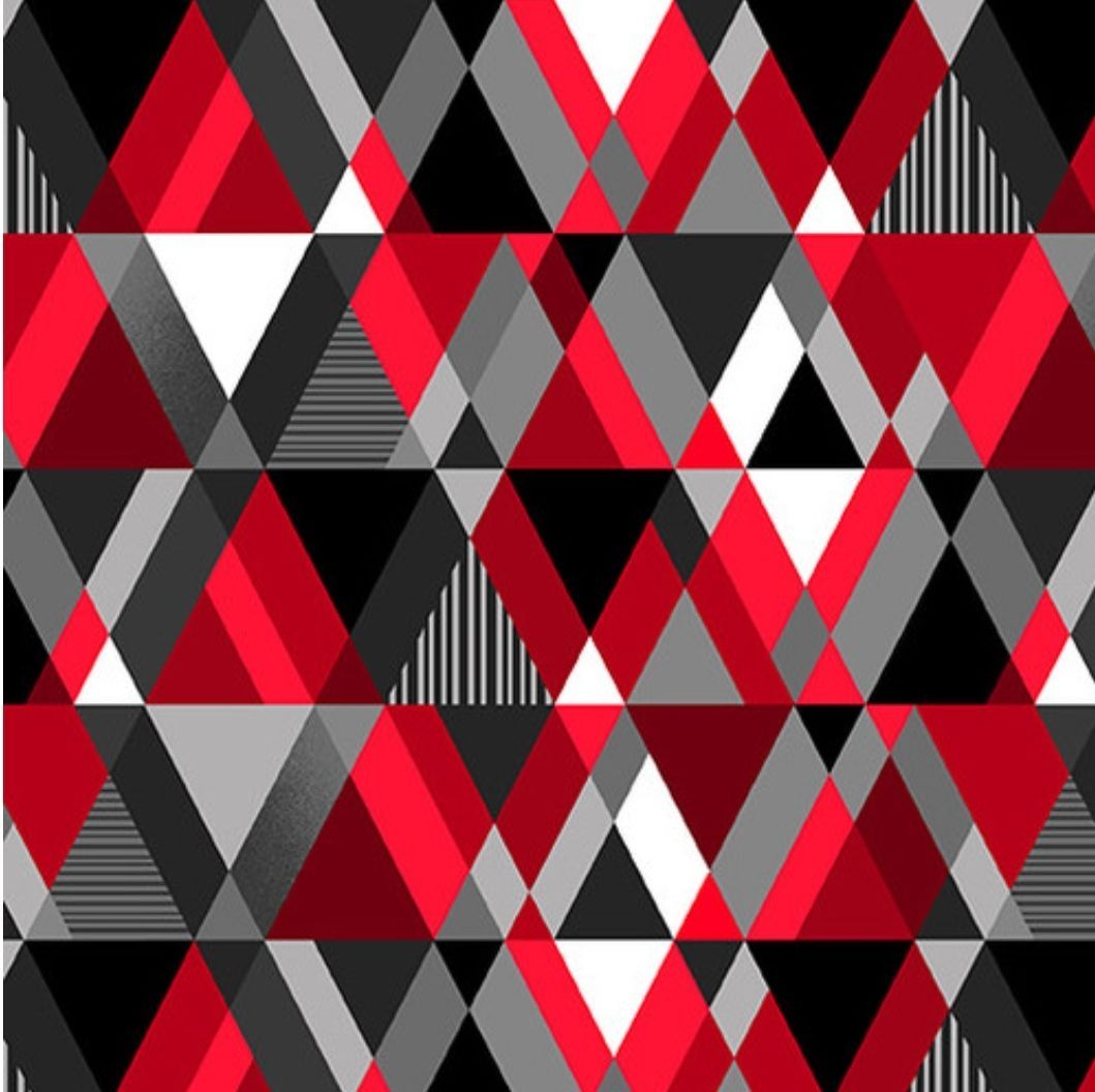 Henry Glass Modern Pyramids 108" Backing (Red White Grey Black)