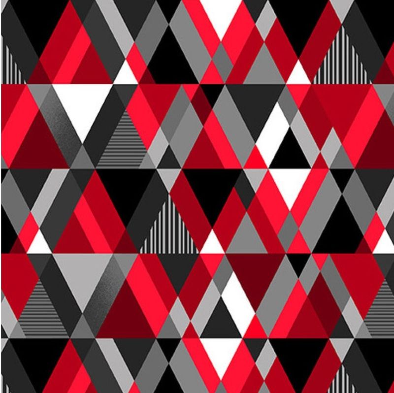 Henry Glass Modern Pyramids 108" Backing (Red White Grey Black)