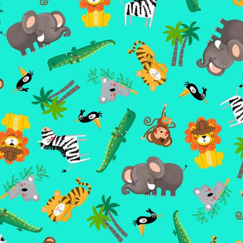 Jungle Explorers Lets Explore Scattered  Animals Teal 840T