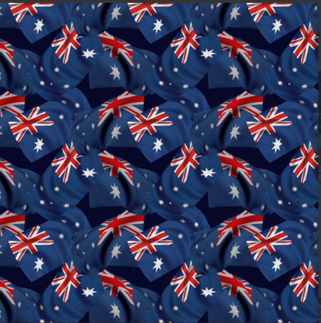 REMEMBERING AUSTRALIAN FLAGS on Black 108" Backing Fabric