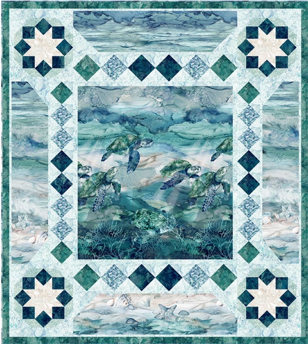 Sea Traveller Quilt Pattern Measures 1.7m × 1.9m or 67" × 75"