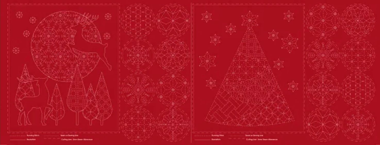 Devonstone Sashiko Christmas Panel DV4082 Red