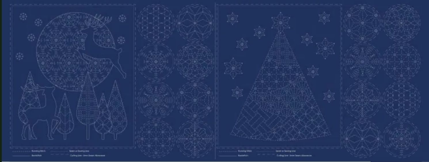 Devonstone Sashiko Christmas Panel DV4081 Navy