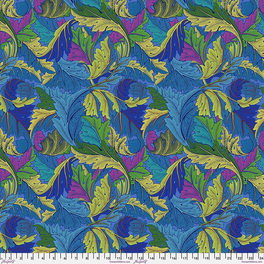 Kaffe and Morris & Co Cotton PWKM006 Acanthus Cobalt