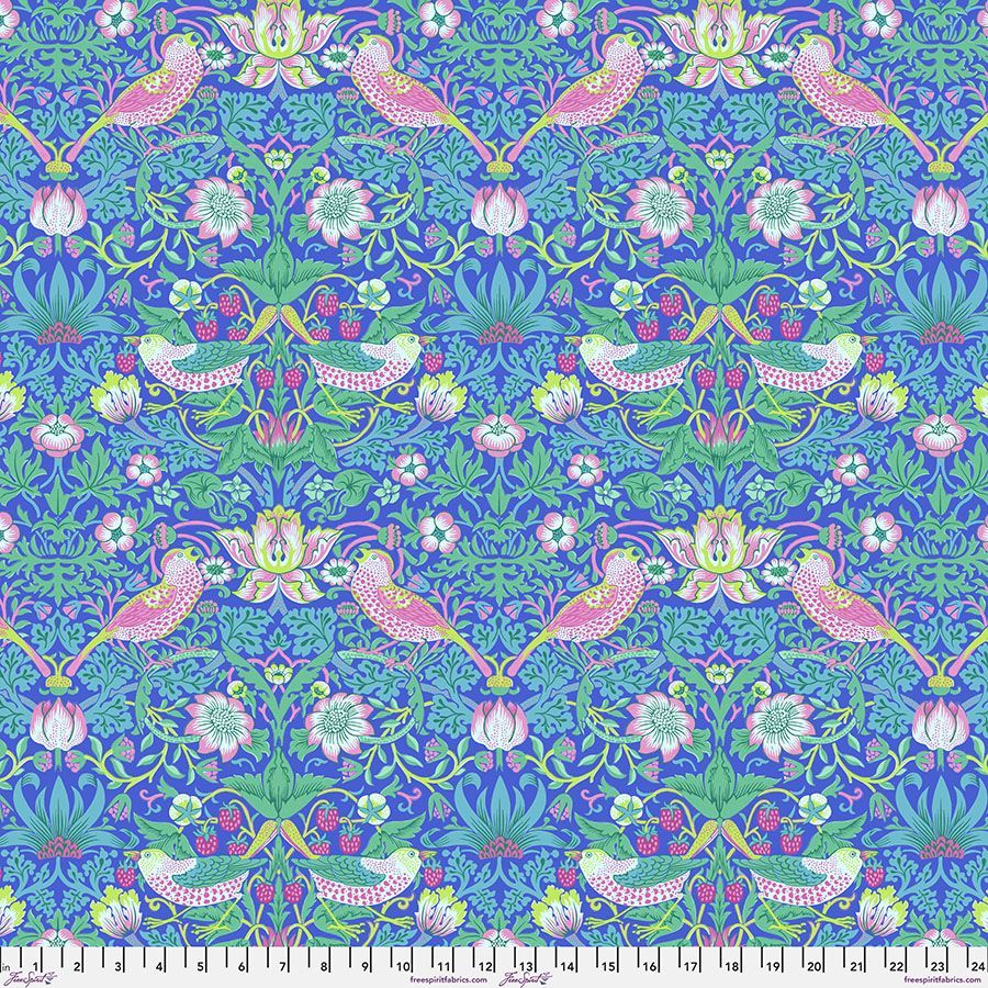 Kaffe and Morris & Co Cotton PWKM013 Strawberry Thief Blue