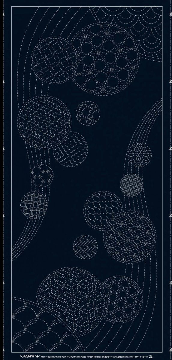 Wagara HF1119 - 11A Flow Sashiko Panel - Navy