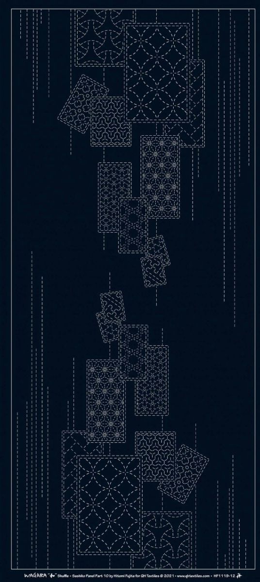 Wagara HF1119 - 12A Shuffle Sashiko Panel - Navy