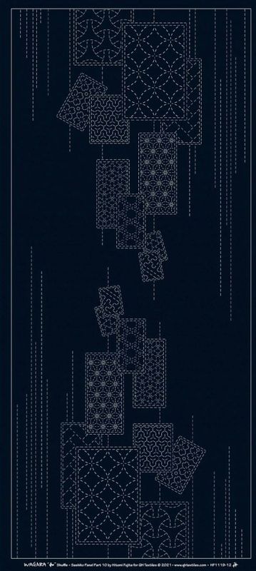 Wagara HF1119 - 12A Shuffle Sashiko Panel - Navy