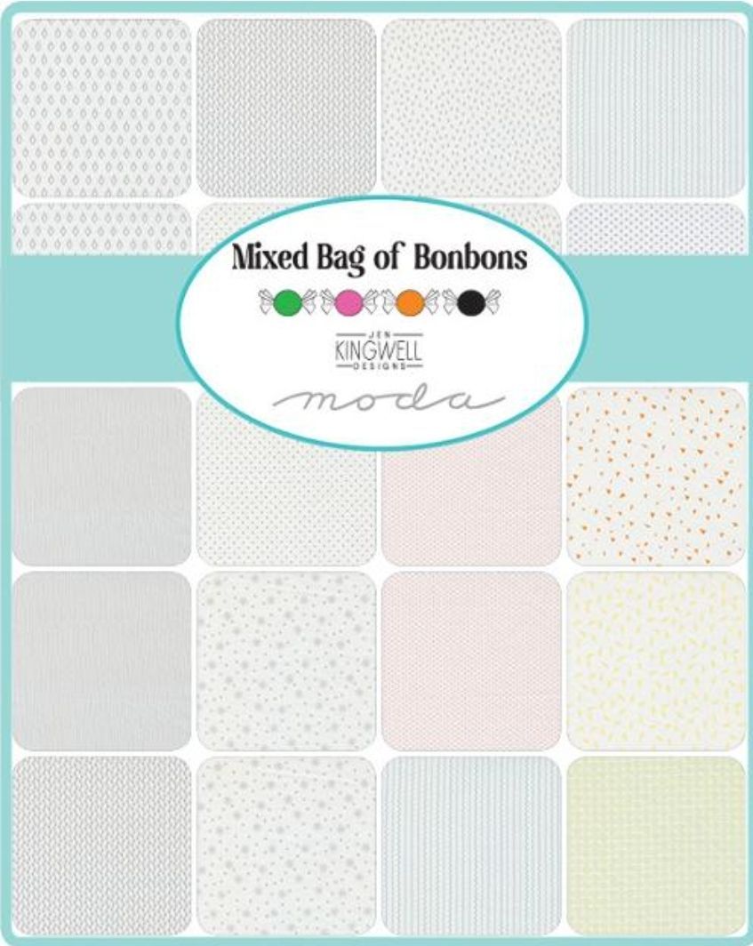 Jen Kingwell Bonbons 12 pieces  25cm x WOF. 1 of each fabric per pack