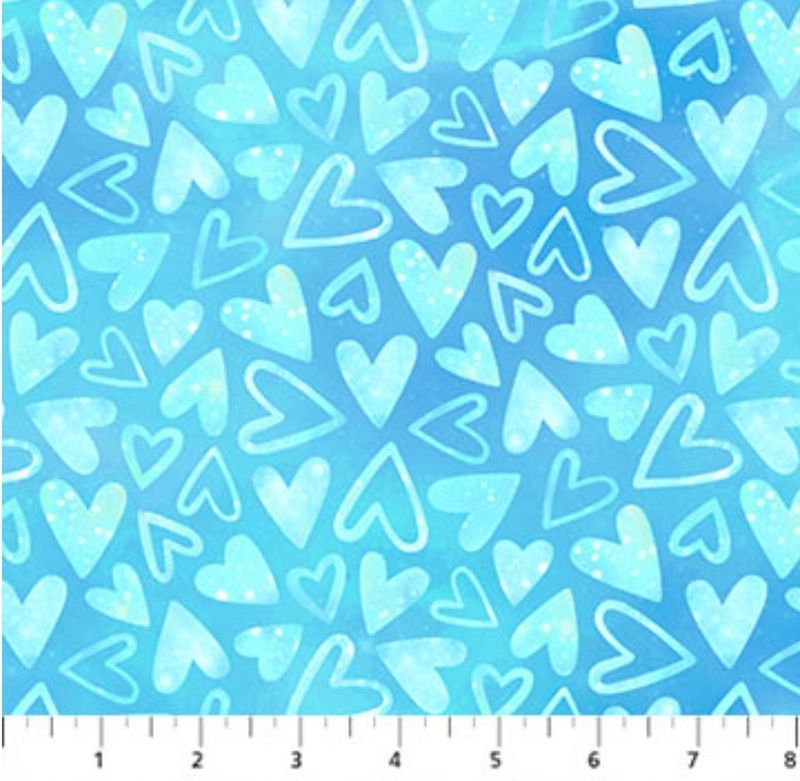 Sparkle Magic Hearts on Blue 27642-43