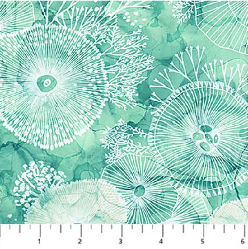 DEEP BLUE Sea Flowers Turquoise DP28124-64