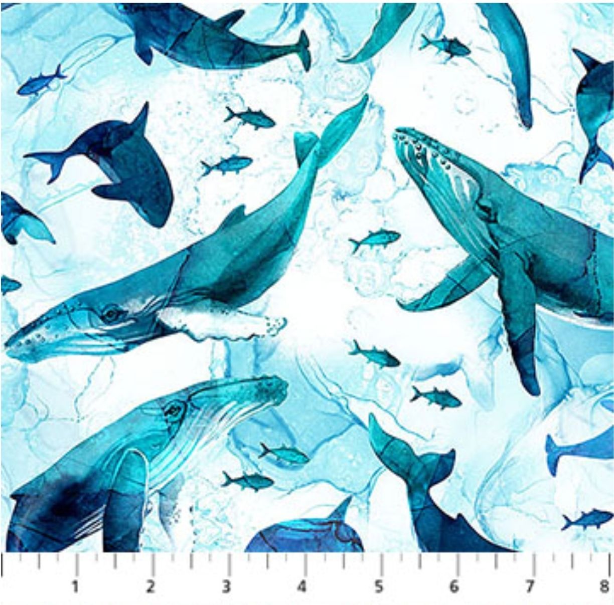 DEEP BLUE Whales Light Blue DP28122-10