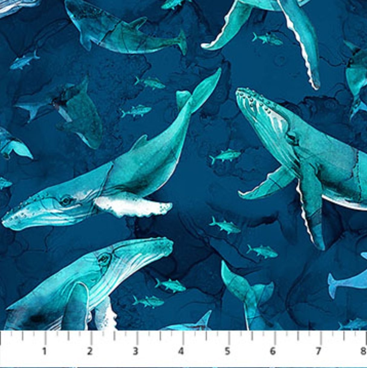 DEEP BLUE Whales Dark Blue DP28122-48
