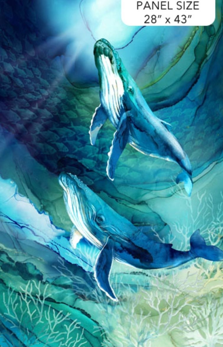DEEP BLUE WHALES Panel 28" × 43" or 70cm x WOF