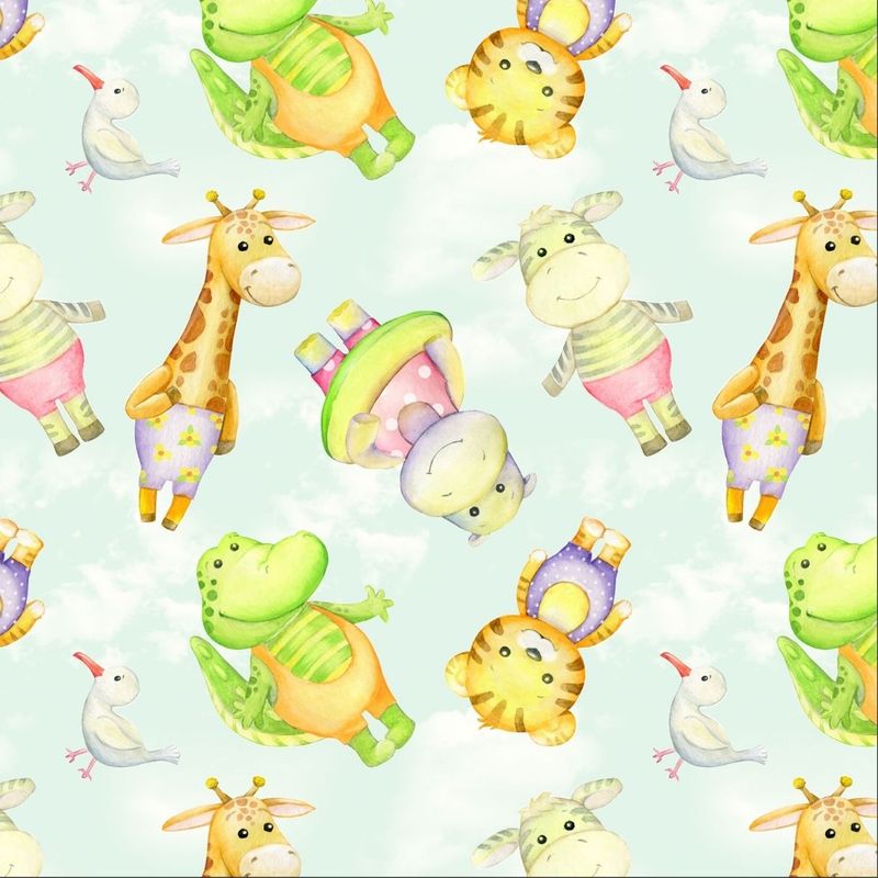 Cozy Snuggles Animals Mint Backing 108" or 2.74m