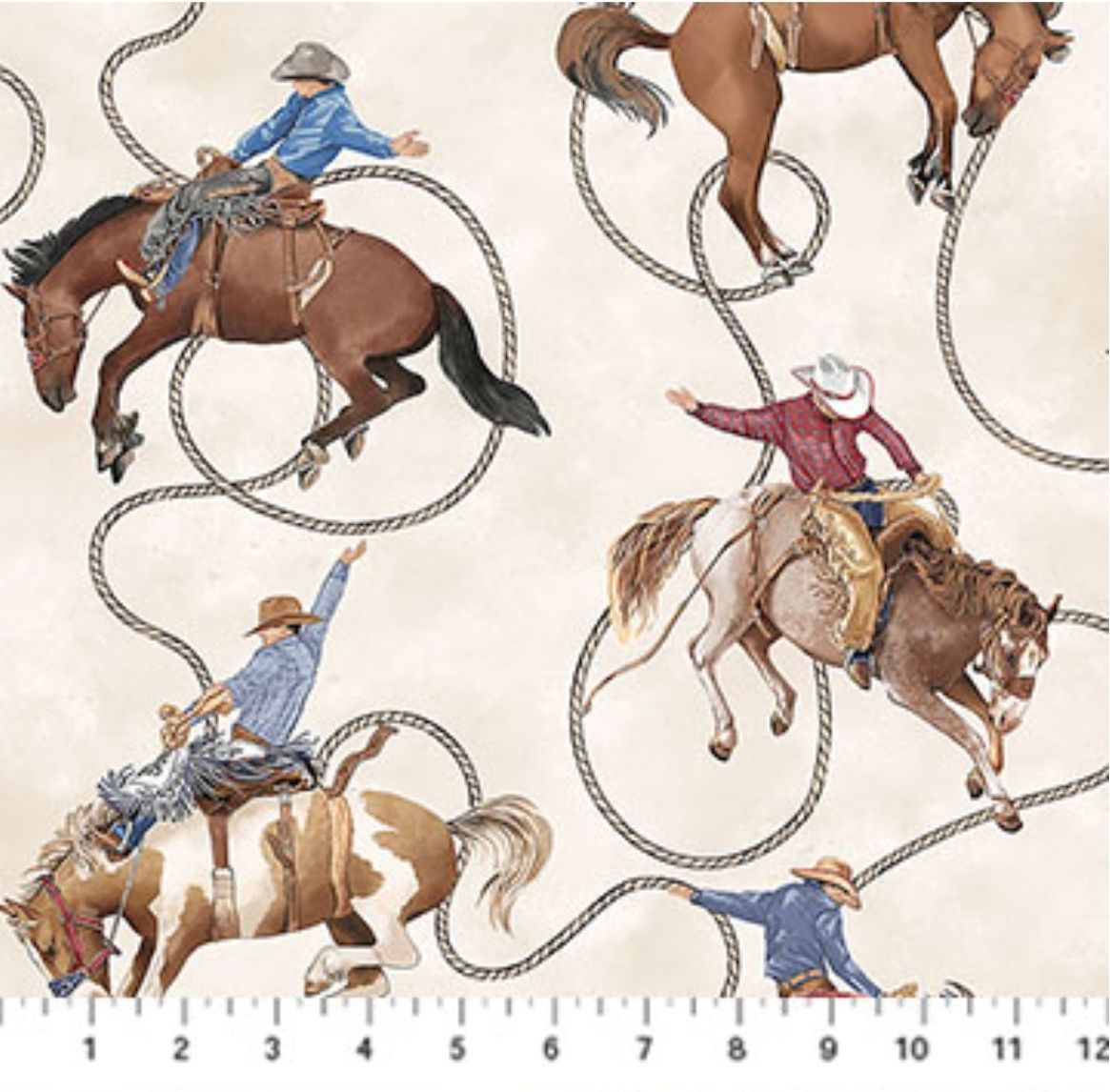 COWBOY BLUES DP28145-12 BUCKING BRONCS CREAM