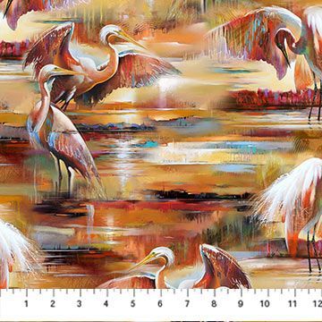 TRANQUIL TIDES Egrets Ochre DP27613 - 55