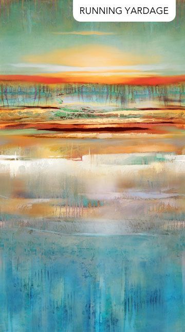 TRANQUIL TIDES Continuous Sunrise Ochre Blue Green DP27612 - 42