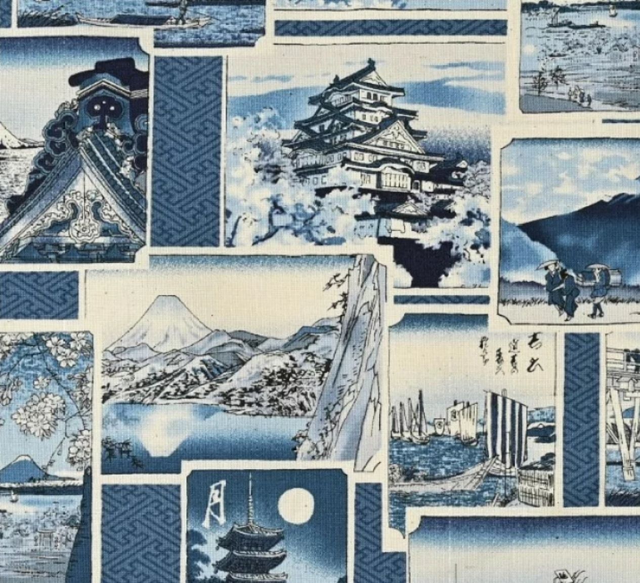 KOKKA UKIYOE print KYPA59050 001B BLUE