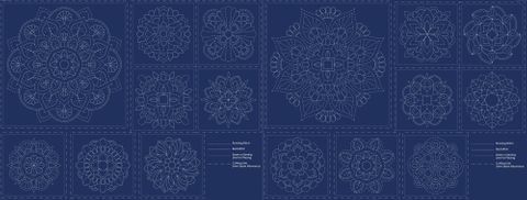 Devonstone Mandala Sashiko 16 Block Panel DV4061 Indigo