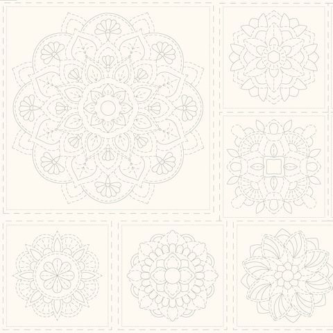 Devonstone Mandala Sashiko 16 Block Panel DV4060 Natural