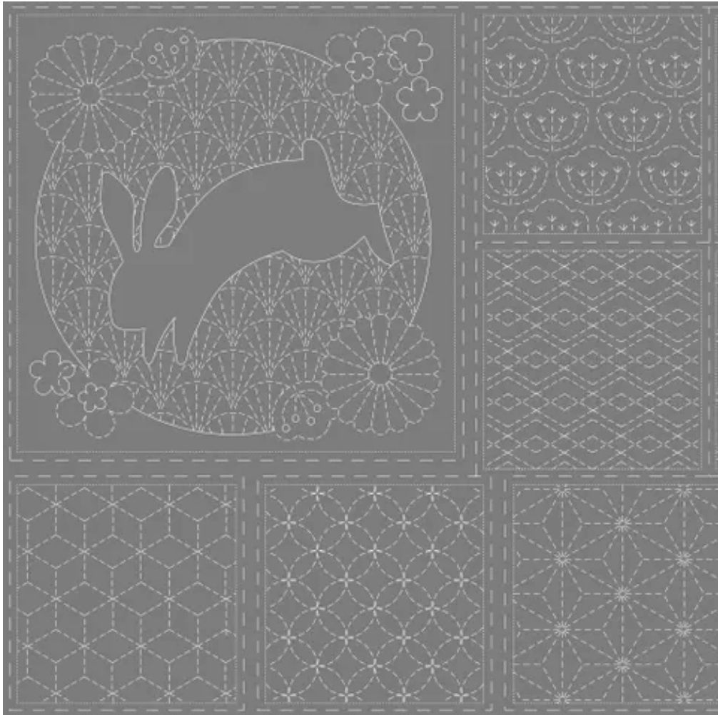 Devonstone Sashiko 16 Block Panel DV4056 Steel
