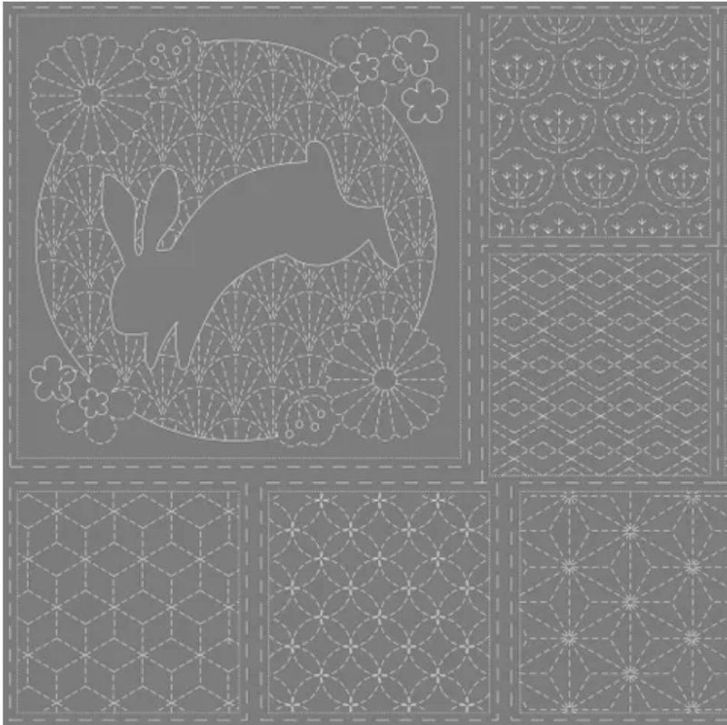 Devonstone Sashiko 16 Block Panel DV4056 Steel