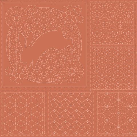 Devonstone Sashiko 16 Block Panel DV4052 Clay