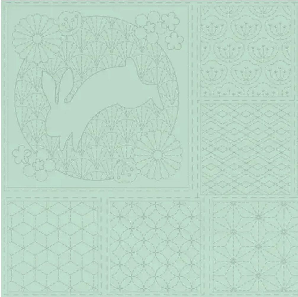Devonstone Sashiko 16 Block Panel DV4055 Cloud Steel