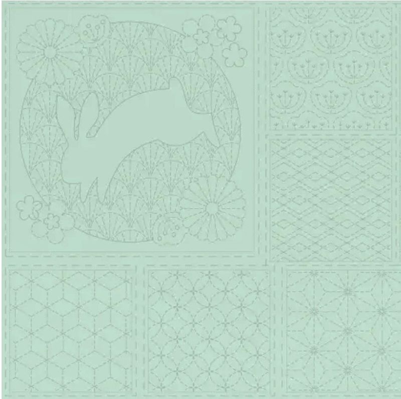 Devonstone Sashiko 16 Block Panel DV4055 Cloud Steel